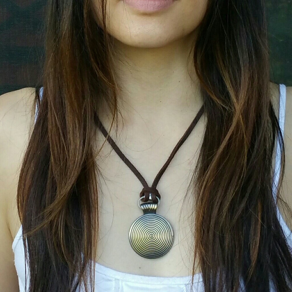 Leather Dome Boho Necklace